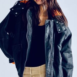 Free People Moxy Trapeze Vegan Leather Jacket